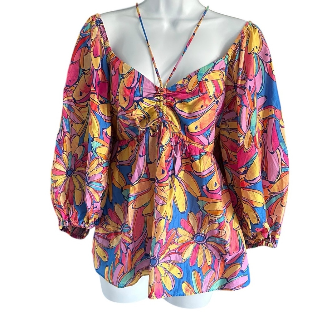 FARM for Anthropologie | Balloon Sleeve Blouse Sz L EUC - Picture 5 of 15
